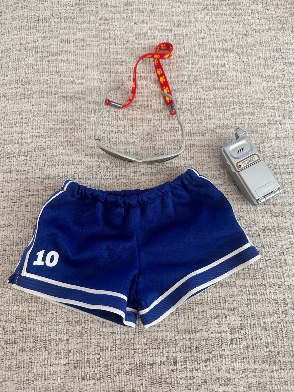 Build-A-Bear Sport Outfit & Accessories Lot – Shorts, Sunglasses & Flip Phone